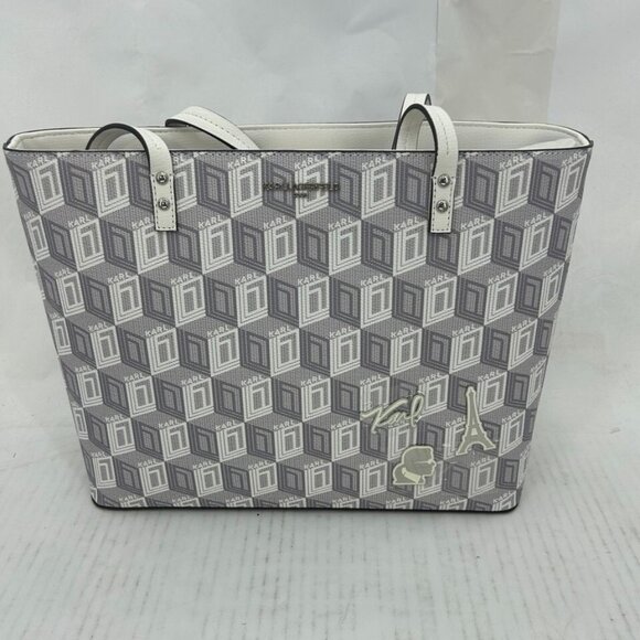 NWT Karl Lagerfeld Paris Maybelle Tote Bag (Grey/White)